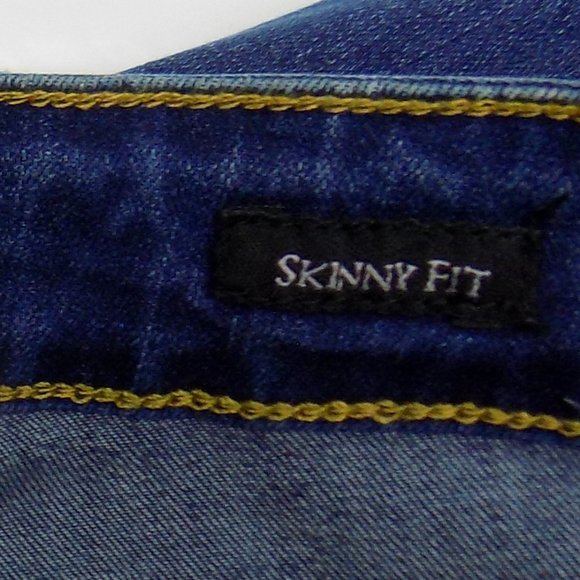 Judy Blue Dark Wash Distressed Skinny Fit Mid-Rise Jeans With Striped Lining NWT - Picture 13 of 14